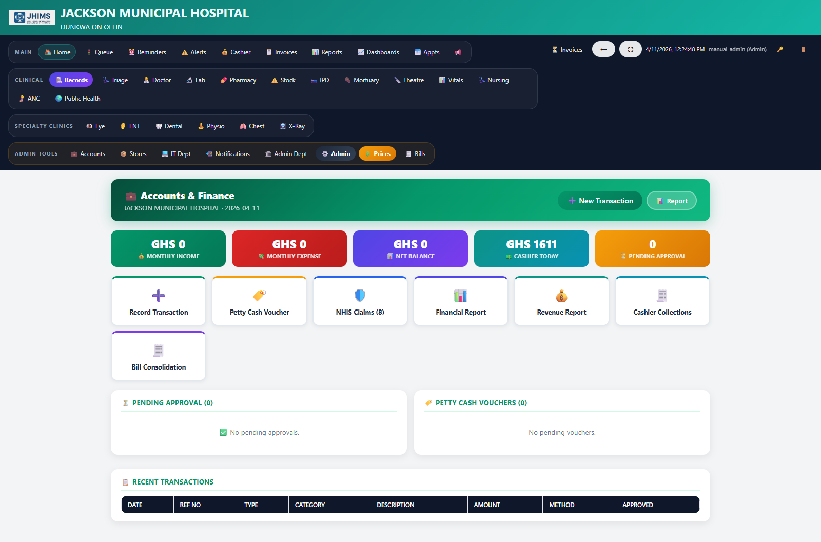 Accounts dashboard