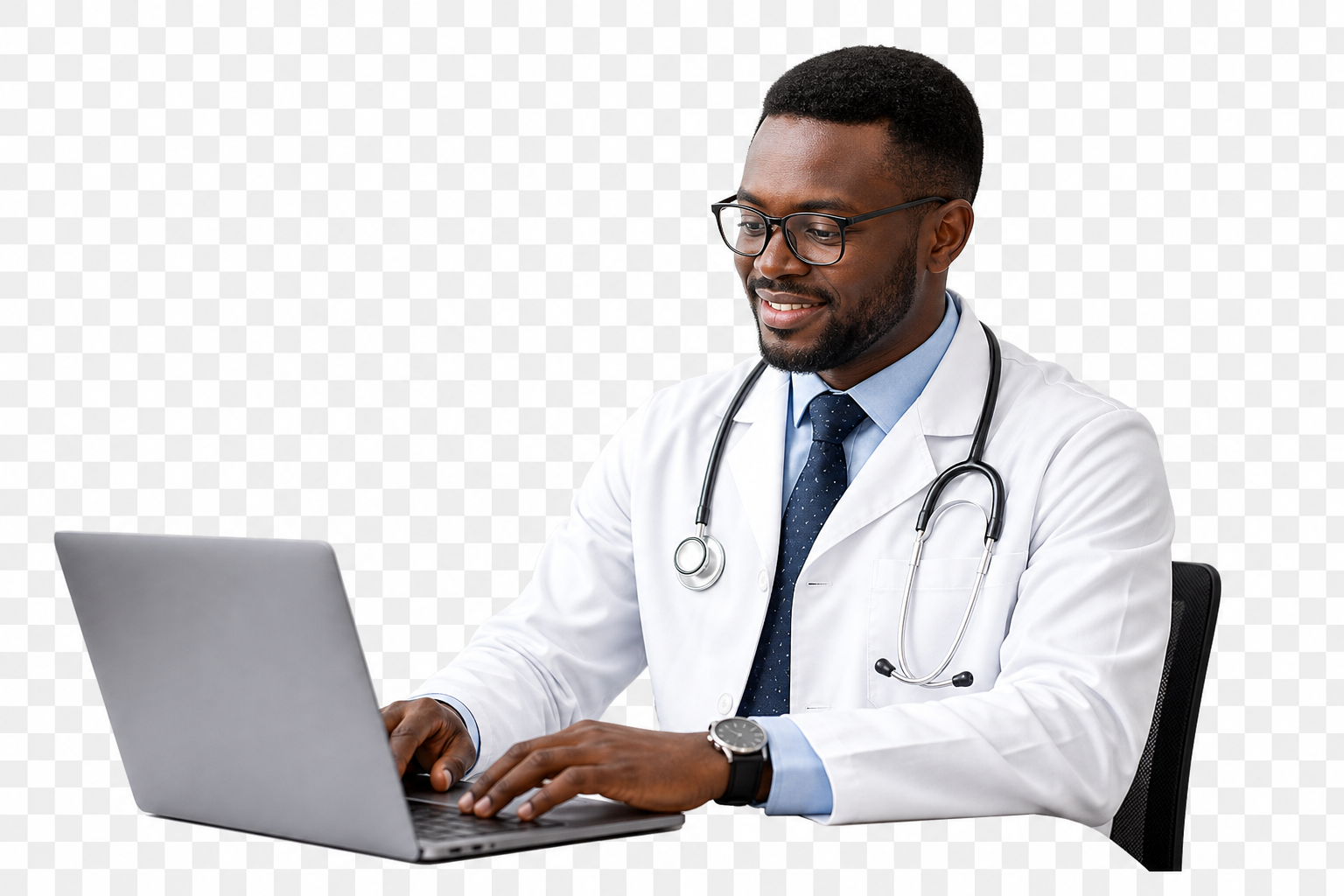 Doctor using online consultation portal